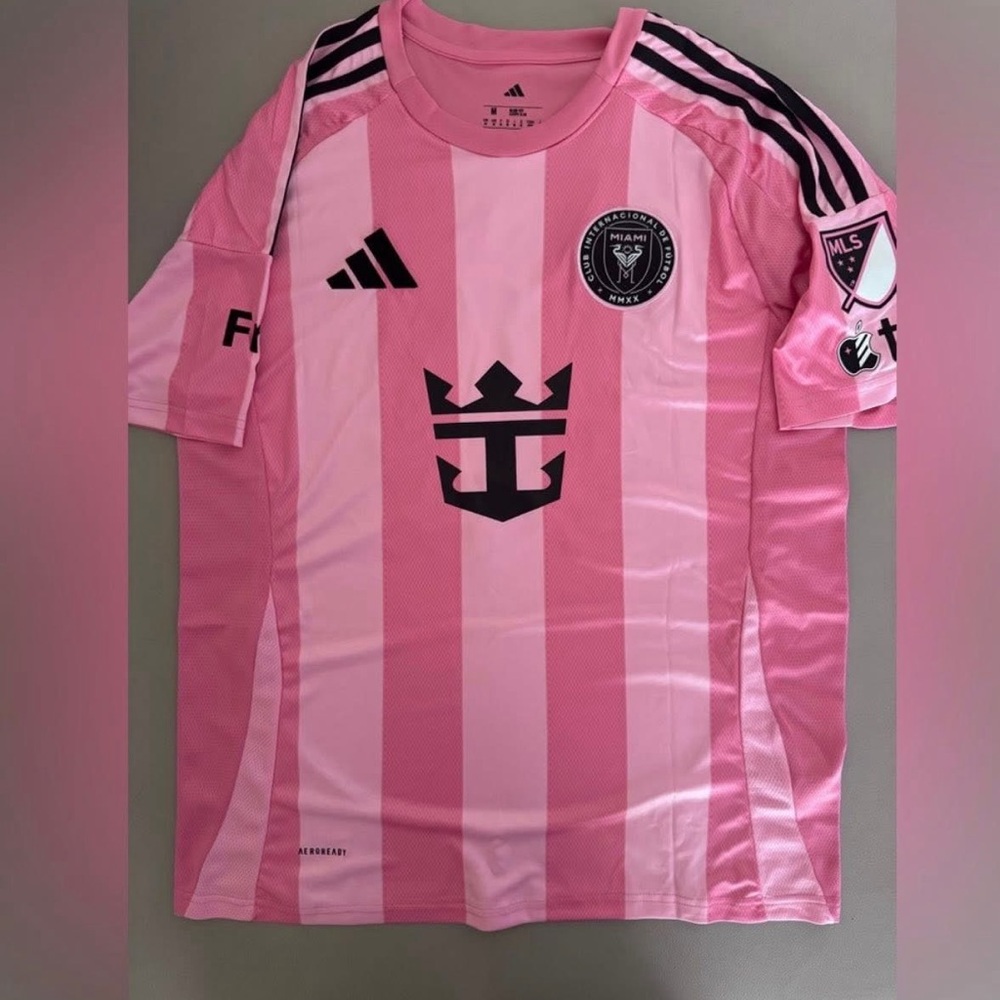 Adidas Adult Pink Striped Soccer Jersey